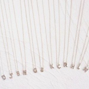 mini Initial crystal pendant necklace Clavicle Necklace